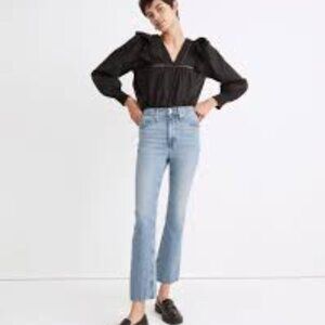 Madewell Cali Demi-Boot Jeans in Enmore Wash: Raw-Hem Edition size 28 Mid Rise